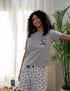Women summer pajama set Grey Tee + Pandas shorts